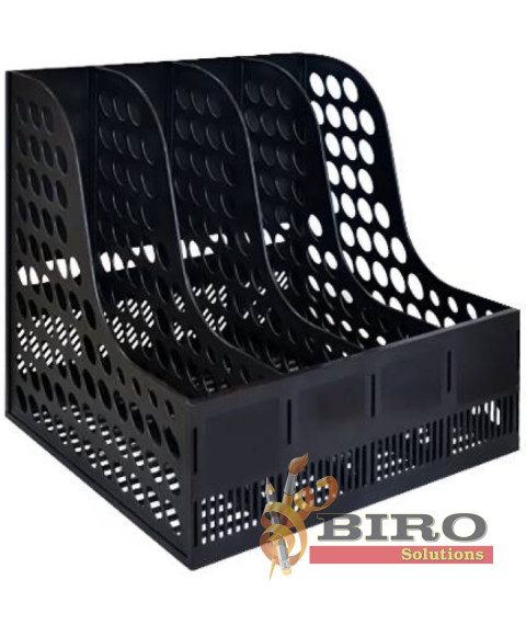 Tavă pentru hîrtie verticală, 4 secții, plastic, neagră